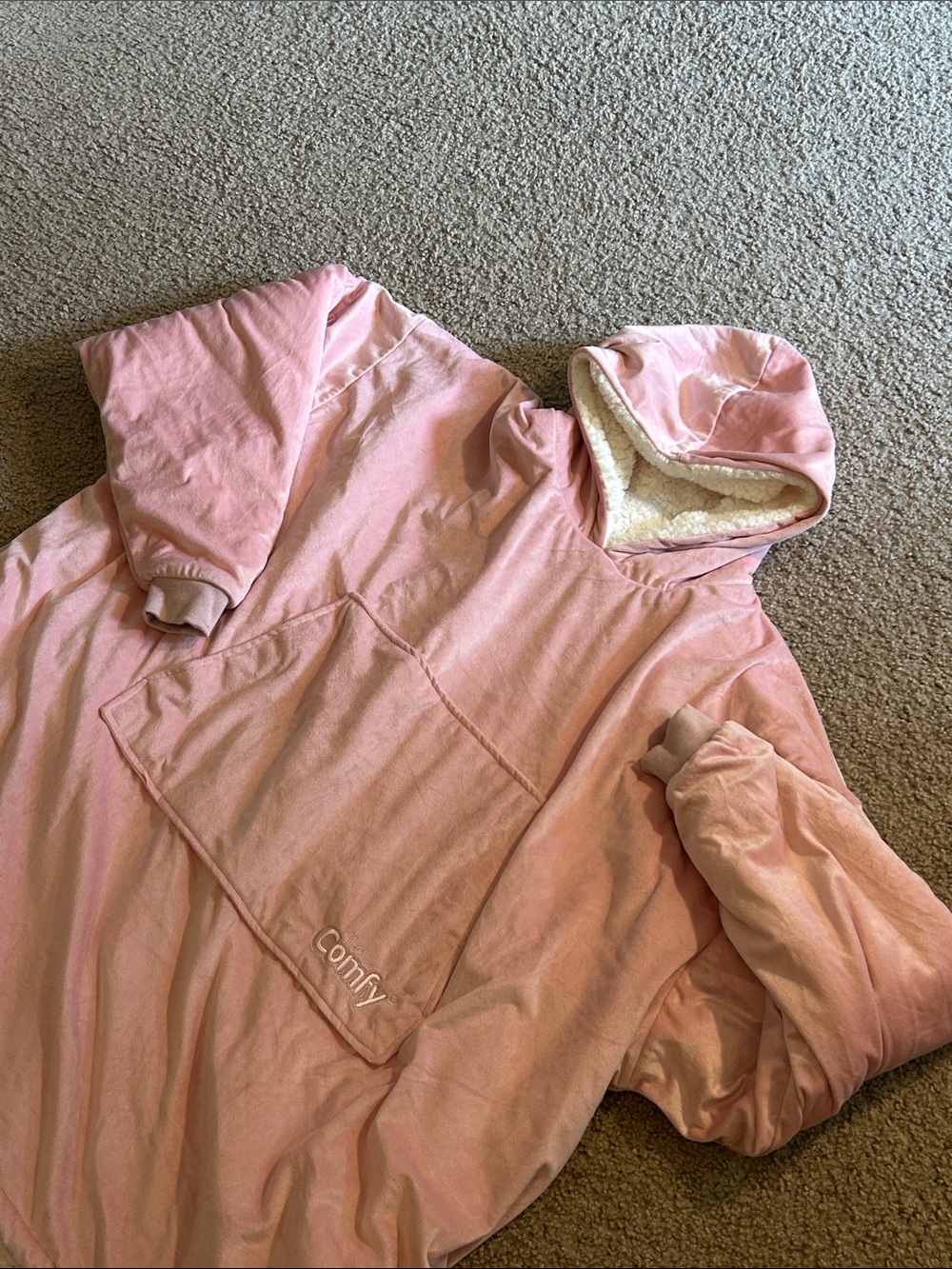 Pink Hooded Sherpa-Lined Kids Pullover Jacket